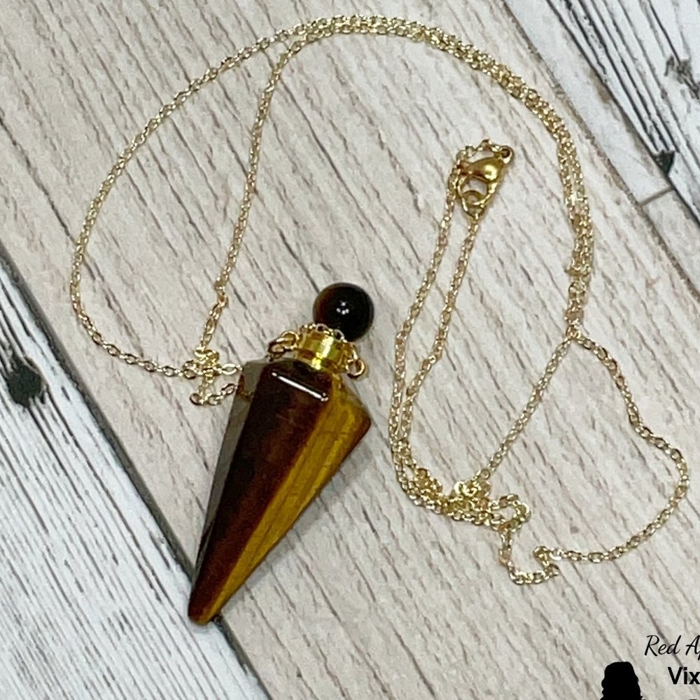 Tiger Eye Perfume Bottle Necklace